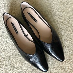 ZARA Black Leather Ballet Flat 40 9 9.5 Beautiful!